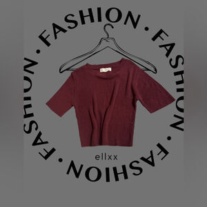 By Together Maroon Ribbed Knit Top